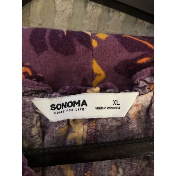 Sonoma Dress Womens Size XL Purple Floral Linen Rayon Blend  Boho - Picture 11 of 13